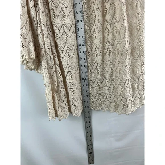 Emma Rose Medium Boho Lace Tan Brown Ruflle Bell Sleeve Top Pullover - Picture 9 of 9